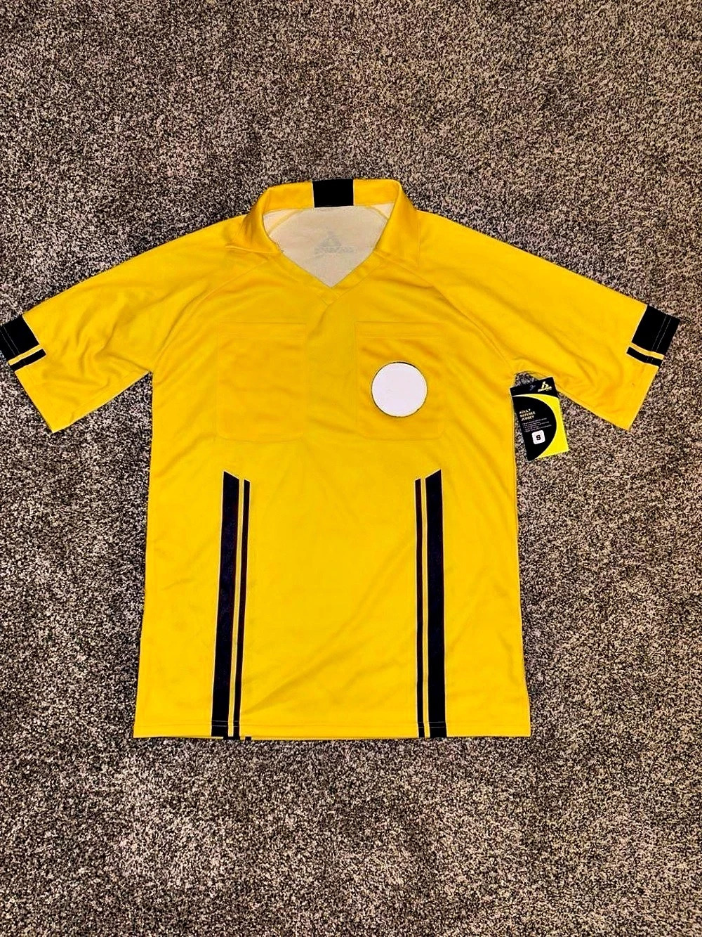 NWT yellow referee shirt with black stripes